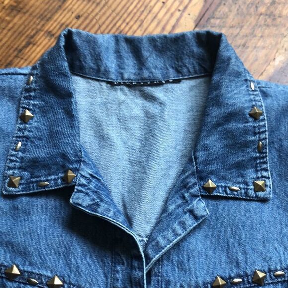 Vintage Denim Bedazzled Jeweled Shirt - Picture 4 of 10